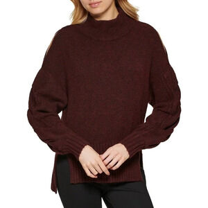 DKNY Braided Long-Sleeve  Mock Neck Sweater